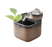 Vnook Paisaje de Agua circulante, Fuente de Mesa de cerámica, Adornos de Agua circulante, Puedes criar Peces, for el Dormitorio del hogar, Sala de Estar(Brown)