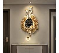 Vnook Reloj de Pared de Pavo Real con luz LED - Reloj Decorativo con Pintura 3D, lámpara Colgante for Sala de Estar, Comedor, decoración de Pared
