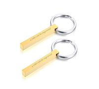 VNOX 2pcs Personalizado Parejas BFF Hermanos Hermanas Familia Socia Llaveros 4Lados Nombre 3D Accesorios de Equipaje/Bolso de Llavero de Barra Cuboide Vertical, Grabado Gratuito
