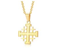VNOX Acero Inoxidable Jerusalén Cruz Colgante Collar Joyería Religiosa Regalo para Hombres Mujeres