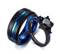 VNOX Anillos de Pareja Personalizados, Juego de Anillos de Promesa de Compromiso a Juego Personalizado para Parejas,Estilo 16, Aniversario Boda Día de San Valentín Regalo para Hombres Mujeres