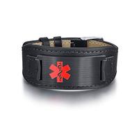 VNOX Brazalete de Cuero con identificación médica Personalizada para Hombres,Nombres de Trenzas,Brazalete de Advertencia médica para Hombres,Parejas con Apellidos,cumpleaños Navidad
