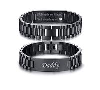 VNOX Correa de reloj de acero inoxidable para hombre, pulsera con grabado personalizado, joya de regalo para papá, papá, 8.3 pulgadas, acero inoxidable, sin piedras preciosas