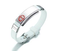 VNOX Grabado De Silicona De Acero Inoxidable Con Grabado MéDico ID SOS Ajustable Pulsera Para Hombres Mujeres Amarillo