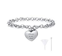 VNOX Joyería de cremación para ceniza, pulsera personalizada, urna, brazalete de cuerda para hombres, mujeres y mascotas, cenizas adultas, Acero inoxidable, Sin gema