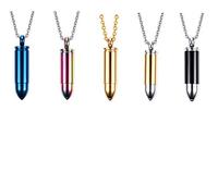 VNOX Juego de 5 colores de acero inoxidable con urna de bala conmemorativa de cenizas, collar de recuerdo de recuerdo, cadena de 20 pulgadas