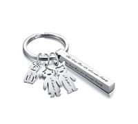 VNOX Llavero con Nombre Personalizado Familia, Figuras de Niña y Figuras de Niño Llavera con Abalorio para Mascota 1 Encanto, 3D Verticales Llavero Regalos para Papá Mamá Hermanos Hermanas Cumpleaños