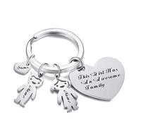 VNOX Llavero con Nombre Personalizado, Figuras de Niña y Figuras de Niño Llavera con Abalorio para Mascota 2 Encantos, Etiqueta de Corazón Llavero Regalos para Papá Mamá Hermanos Hermanas Cumpleaños