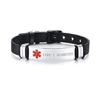 VNOX Nombre Personalizado de Acero Inoxidable Grabable ID de Alerta Médica ICE Pulsera Ajustable Sos Emergencia Personalizada para Hombres Mujeres