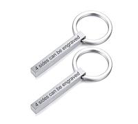 VNOX Parejas Personalizadas BFF Hermanos Hermanas Llaveros de Pareja Familiar Nombre de 4 Lados Barra de Cuboide Vertical 3D Llavero Accesorios para Equipaje/Bolso,Grabado Gratuito