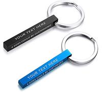 VNOX Parejas Personalizadas BFF Hermanos Hermanas Llaveros de Pareja Familiar Nombre de 4 Lados Barra de Cuboide Vertical 3D Llavero Accesorios para Equipaje/Bolso,Grabado Gratuito