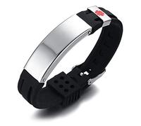 VNOX Personalización Acero Inoxidable ID Alerta Médica Personalizada Pulsera Goma Mensaje Iidentificación Médica Ajustable Pulsera Silicona