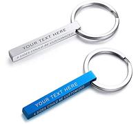 VNOX Personalizado Parejas BFF Hermanos Hermanas Familia Socia Llaveros 4Lados Nombre 3D Accesorios de Equipaje/Bolso de Llavero de Barra Cuboide Vertical, Grabado Gratuito