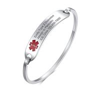 VNOX Pulsera de identificación médica personalizada, pulsera de alerta médica de acero inoxidable, pulsera médica de grabado gratis para hombres y mujeres