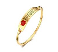 VNOX Pulsera de identificación médica personalizada, pulsera de alerta médica de acero inoxidable, pulsera médica de grabado gratis para hombres y mujeres