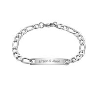 VNOX Pulsera Hombre Personalizada Cadena Cubana: Regalo Personalizado Hombre Pulsera Acero Inoxidable Plata 21cm Regalo Cumpleaños Navidad para Papá Marido Novio Hijo