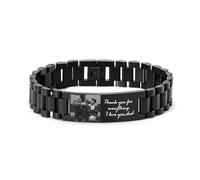 VNOX Pulsera Hombre Personalizada con Foto y Texto: Pulsera Personalizada Negro Grabada Ajustable Regalo Cumpleaños Navidad para Hombre Papá Novio Abuelo Hijo