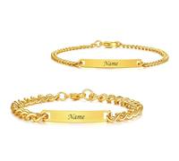 VNOX Pulseras de Pareja Personalizadas Regalo Hombre Custom Acero Inoxidable Par Pulsera Grabado Nombre Pulsera Regalo de Relación Amorosa