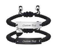 VNOX Pulseras de Pareja Personalizadas Regalo Hombre Pulsera de Acero Inoxidable Personalizada de 2 Piezas Grabado Nombre Pulsera Regalo de Relación Amorosa