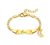 VNOX Pulseras Niñas Personalizadas Con Nombre: Pulseras Identificativas Niños Pulsera de Oro 18k Regalos Comunion Niña Regalo Navidad para Hija Hermana(Luna)