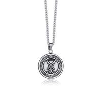 VNOX Retro Pentagrama de Acero Inoxidable Negro Invertido Sigil de Lucifer Pagan Oculto Sello de Satanás Símbolo Satánico Colgante Collar Joyería Religiosa,Cadena Libre, Acero inoxidable