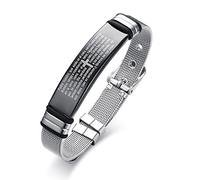VNOX Versículo de la Biblia en Español Oración del Señor Cruz Grabada Pulsera de Malla Ajustable Pulsera para Hombres, Cristianismo Joyas Religiosas