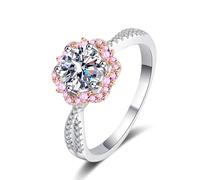 VNsdSD Anillo de boda moissanita 1 quilate color D VVS1 for mujer, plata ley S925, anillos diamantes rosas for compromiso, día la madre 2019, cumpleaños con certificado(8)