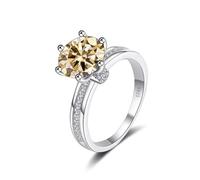 VNsdSD Anillos de compromiso moissanita 3 quilates con forma flor D, color VVS1, for mujer, plata ley S925, anillo diamante corte redondo, alianza boda amarilla/azul/rosa certificado(Lightyellow,6)