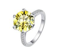 VNsdSD Anillos de diamantes Moissanite 5 quilates for mujer compromiso VVS1 color D boda moissanita clásicos plata ley 925 con certificado(Yellow,8)
