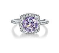 VNsdSD Anillos de moissanita 2 quilates, color D VVS1, anillos diamantes plata ley 925, boda, promesa aniversario, compromiso for mujeres con certificado(Light Purple,10)