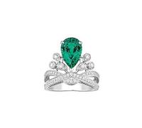 VNsdSD Anillos de moissanita corona for mujer, anillo compromiso diamante con corte pera 1,5 quilates, anillos boda Color D VVS1 certificado(Green,7)