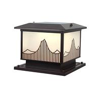 VNsdSD Dimmab Fen C Lig Lante Colu La Exteri Po Fixtu Die-Ca Alumin Antiq Lighti wi Pi Mou Base(Brown,25cm)