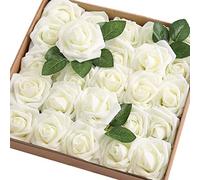 VNsdSD Flores Artificiales Rosas de Espuma Falsas realistas con Tallo for Decoraciones Ramos Boda DIY Fiesta Baby Shower Hogar y árbol Navidad /46(Ivory,25)