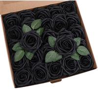 VNsdSD Flores Artificiales Rosas de Espuma Falsas realistas con Tallo for Decoraciones Ramos Boda DIY Fiesta Baby Shower Hogar y árbol Navidad /46(Black,25)