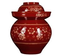 VNsdSD Tarro de cerámica Tradicional Chino for fermentación, Tarro decapado con Tapa esclusa Agua, Olla Gruesa Grande for Kimchi(4KG)