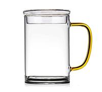 VNsdSD Vaso de pinta personalizado, vaso for beber, taza vidrio 2 piezas con asa, agua transparente gran capacidad tapa, té, cerveza