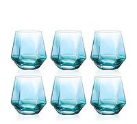 VNsdSD Vaso de pinta personalizado, vaso vidrio for beber, 6 piezas vasos agua sin plomo 10 oz, cristalería taza romántica artesanal(Blue)