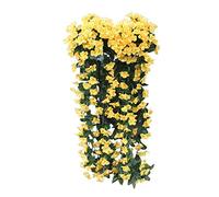 VNsdSD Vid De Glicina Artificial Cesta Pared Guirnalda Colgante Flores Orquídea Seda Falsa, Flor for Boda Fiesta Jardín Al Aire Libre Verde Ho(Yellow,5)