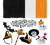 VntMQP Hilo de chenilla múltiple, limpiapipas multicolor para manualidades, 30 cm x 6 mm, adecuado para flores, animales pequeños, Halloween y Navidad (Halloween Set)