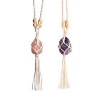 VNVETYTO 2 adornos colgantes de cristales curativos Feng Shui para coche, meditación, adorno colgante de ventana para decoración del hogar (amatista + cuarzo rosa)