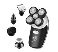 VNVFJKLO Afeitadoras eléctricas, Kit de afeitadora eléctrica multifunción 5 en 1 for Hombres, seco y húmedo, Recargable, for Barba Nariz