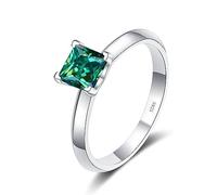 VNVFJKLO anillo de diamantes, Anillo de compromiso moissanita 2 quilates con corte princesa, color D, VVS1, blanco/verde/rosa, aniversario, promesa boda, anillos for mujer certificado(Green,8)