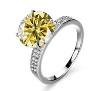 VNVFJKLO anillo de diamantes, Anillos de compromiso moissanita 5 quilates for mujer, color D, VVS1, anillos boda, plata ley 925, diamantes amarillos/azules/rosas con certificado(Yellow,7)
