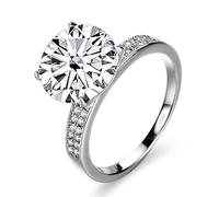 VNVFJKLO anillo de diamantes, Anillos de compromiso moissanita 5 quilates for mujer, color D, VVS1, anillos boda, plata ley 925, diamantes amarillos/azules/rosas con certificado(White,8)