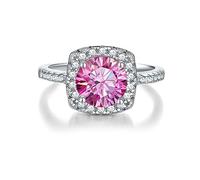 VNVFJKLO anillo de diamantes, Anillos de moissanita 2 quilates, color D VVS1, anillos diamantes plata ley 925, boda, promesa aniversario, compromiso for mujeres con certificado(Pink,10)