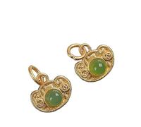 VNVFJKLO colgante, 1 colgante Feng Shui con dije de jade natural y cerradura Ruyi, dijes dorados