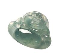 VNVFJKLO colgante, Collar Feng Shui con colgante de Buda sonriente, collar jade piedra natural for mujeres y hombres, amuleto 35 x mm