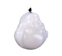 VNVFJKLO colgante, Collar Feng Shui con piedras preciosas naturales y colgante de Buda sonriente jade blanco