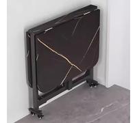 VNVFJKLO Mesa de Comedor Plegable, Mesa de Comedor Plegable, Mesa versátil con 6 Ruedas, Rectangular Hoja abatible Que Ahorra Espacio, Espesor(Black+Black,1m/39.3")