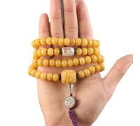 VNVFJKLO Pulseras de Rosario, Pulsera/Collar de Cuentas raíz Bodhi desgastada, Rosario Buda for Hombres y Mujeres, Mala oración meditación